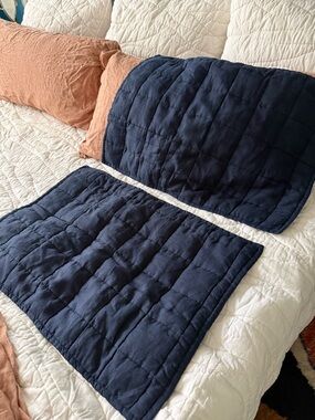 Linen navy standard sham pair -NEW